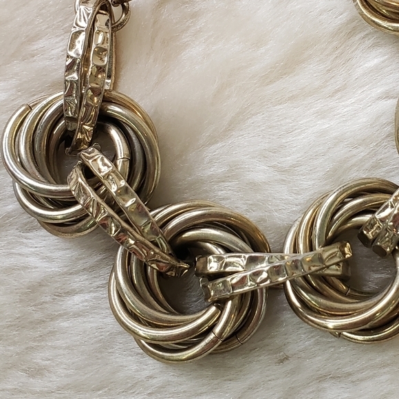 VINTAGE Intertwined Chunky Gold Tone Link Chain Bracelet - Picture 5 of 5